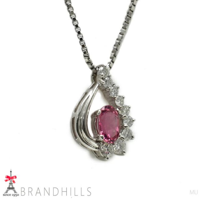 トルマリン 0.46ct ダイヤモンド 0.30ct ネックレス 鑑別書付 PT900 PT850 プラチナ 6.1g 極美品 【中古】_3