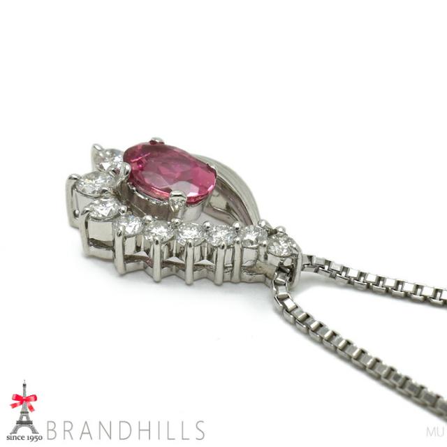 トルマリン 0.46ct ダイヤモンド 0.30ct ネックレス 鑑別書付 PT900 PT850 プラチナ 6.1g 極美品 【中古】_5