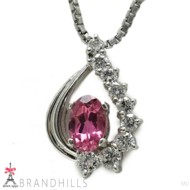 トルマリン 0.46ct ダイヤモンド 0.30ct ネックレス 鑑別書付 PT900 PT850 プラチナ 6.1g 極美品 【中古】_8