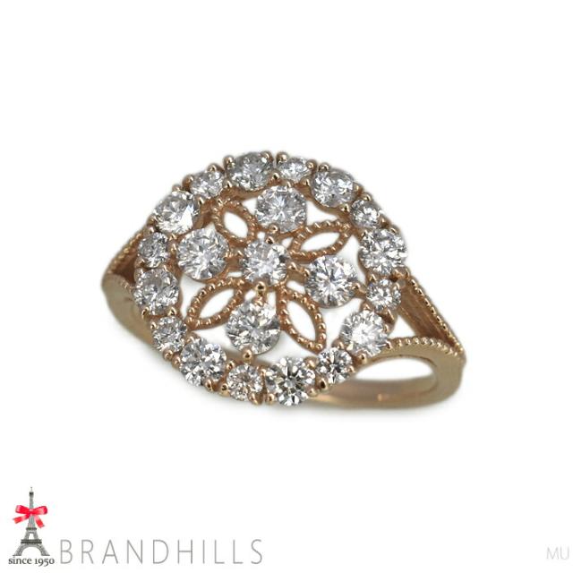 ダイヤモンド 1.00ct リング K18金 750PG ピンクゴールド 指輪 #12 3.2g 美品 【中古】