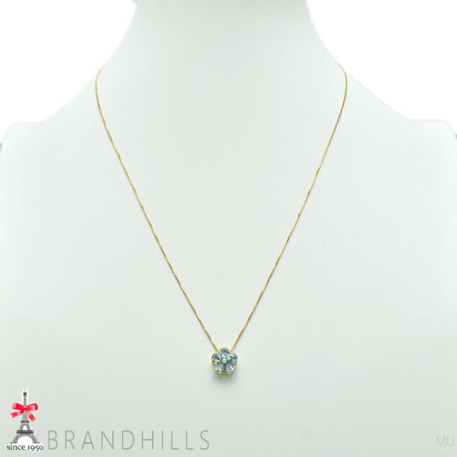 ブルートパーズ 0.95ct ダイヤモンド 0.01ct ネックレス 鑑別書付 スライド式アジャスター付 K18金 YG 2.8g 美品 【中古】_1