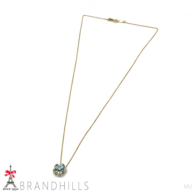 ブルートパーズ 0.95ct ダイヤモンド 0.01ct ネックレス 鑑別書付 スライド式アジャスター付 K18金 YG 2.8g 美品 【中古】_6