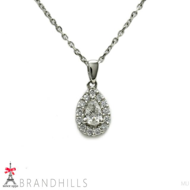 ヴァンドーム青山 ペアシェイプダイヤモンド 0.083ct ダイヤモンド 0.05ct ネックレス PT950 PT850 VENDOME 極美品 【中古】