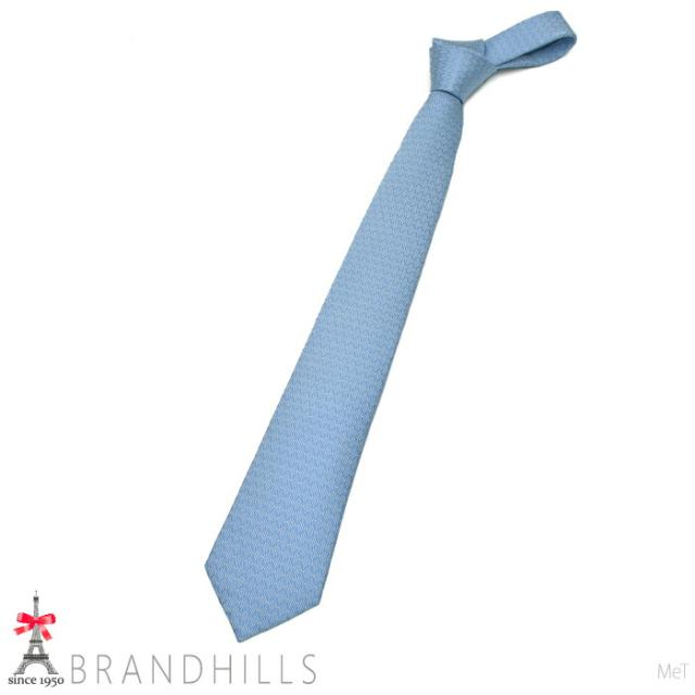 エルメス ネクタイ H ECHO シルク100％ シエル 剣先幅7cm 339285T HERMES 未使用品 【中古】