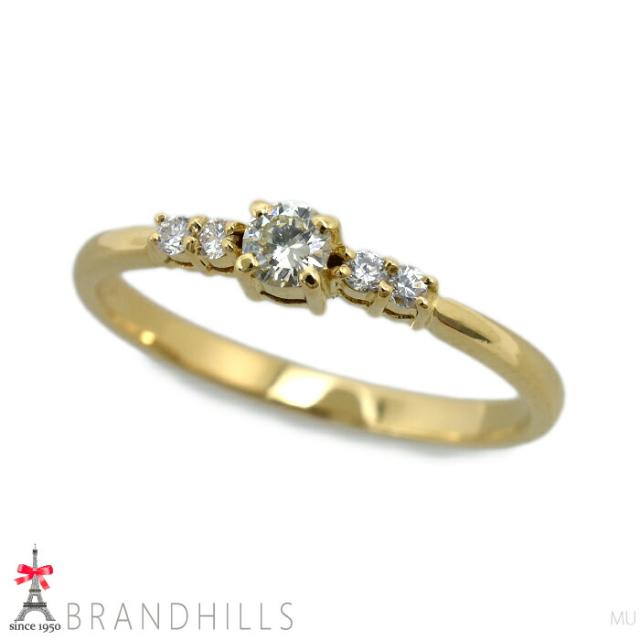 ダイヤモンド 0.15ct リング K18金 750YG イエローゴールド 指輪 #11.5 1.7g 極美品 【中古】