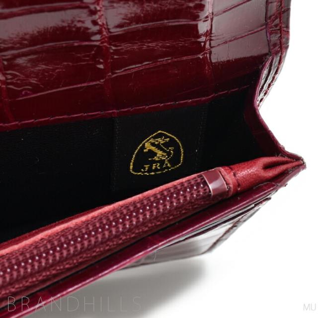 クロコダイル 長財布 メンズ レディース カンパリレッド ワインレッド シャイニング加工 一枚革 センター取り 無双 日本製 JRA 新品_8