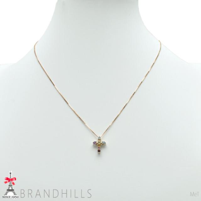 ダイヤモンド 0.23ct ネックレス マルチカラーストーン リバーシブル K18金 750PG 2.0g 極美品 【中古】_3
