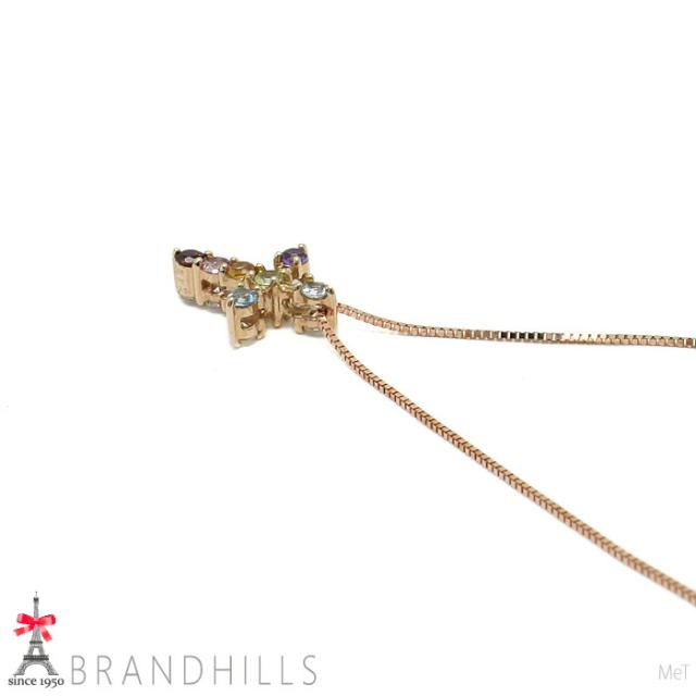 ダイヤモンド 0.23ct ネックレス マルチカラーストーン リバーシブル K18金 750PG 2.0g 極美品 【中古】_4