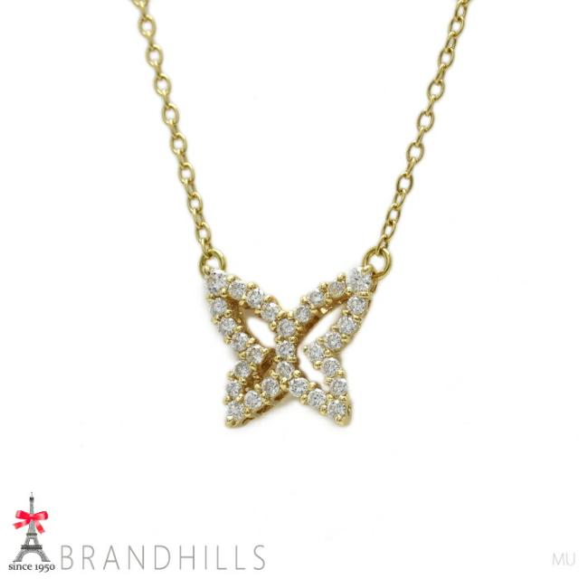 アーカー ダイヤモンド 0.25ct バタフライ ネックレス K18金 750YG イエローゴールド AHKAH 美品 【中古】