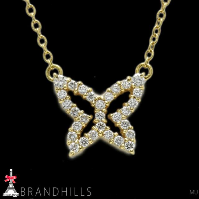 アーカー ダイヤモンド 0.25ct バタフライ ネックレス K18金 750YG