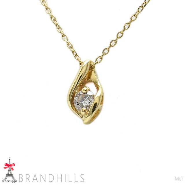 ダイヤモンド 0.05ct ネックレス K18金 750YG イエローゴールド 0.9g 美品 【中古】