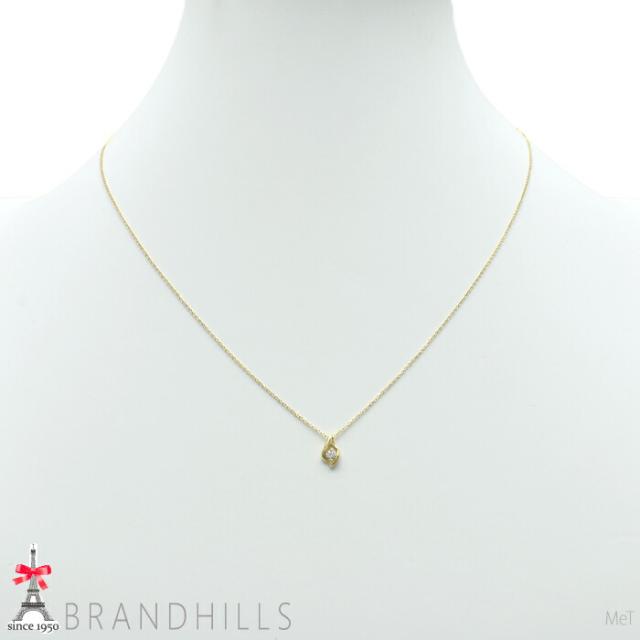 ダイヤモンド 0.05ct ネックレス K18金 750YG イエローゴールド 0.9g 美品 【中古】_1