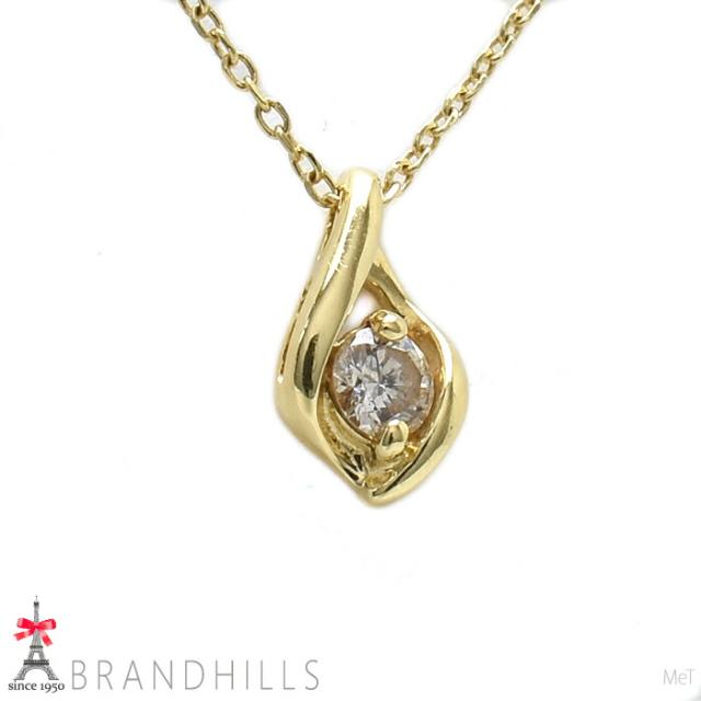 ダイヤモンド 0.05ct ネックレス K18金 750YG イエローゴールド 0.9g 美品 【中古】_2