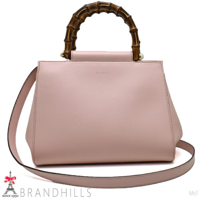 グッチ ハンドバッグ レディース ニムフェア バンブー レザー ピンク 2WAY ショルダー 453767 GUCCI 美品 【中古】