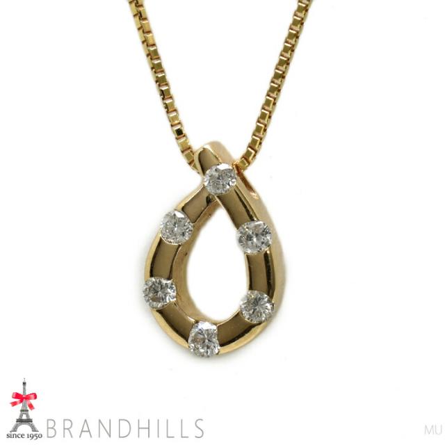 ヴァンドーム青山 ダイヤモンド 0.13ct ネックレス K18金 750YG イエローゴールド しずく VENDOME 美品 【中古】