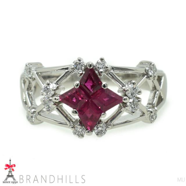ルビー 0.78ct ダイヤモンド 0.26ct リング PT900 プラチナ 指輪 #14 7.4g 極美品 【中古】