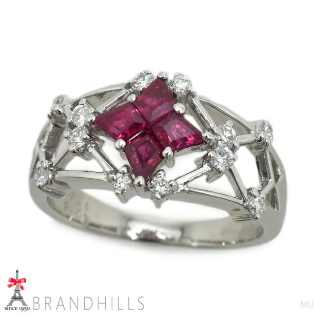ルビー 0.78ct ダイヤモンド 0.26ct リング PT900 プラチナ 指輪 #14 7.4g 極美品 【中古】_1