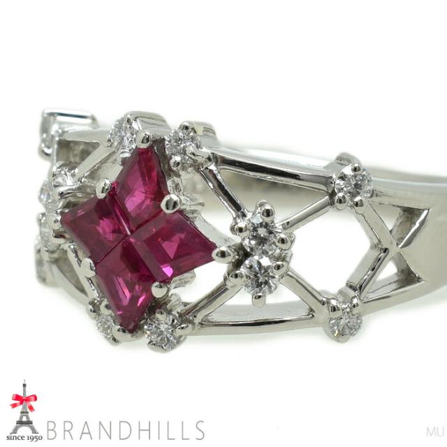 ルビー 0.78ct ダイヤモンド 0.26ct リング PT900 プラチナ 指輪 #14 7.4g 極美品 【中古】_5
