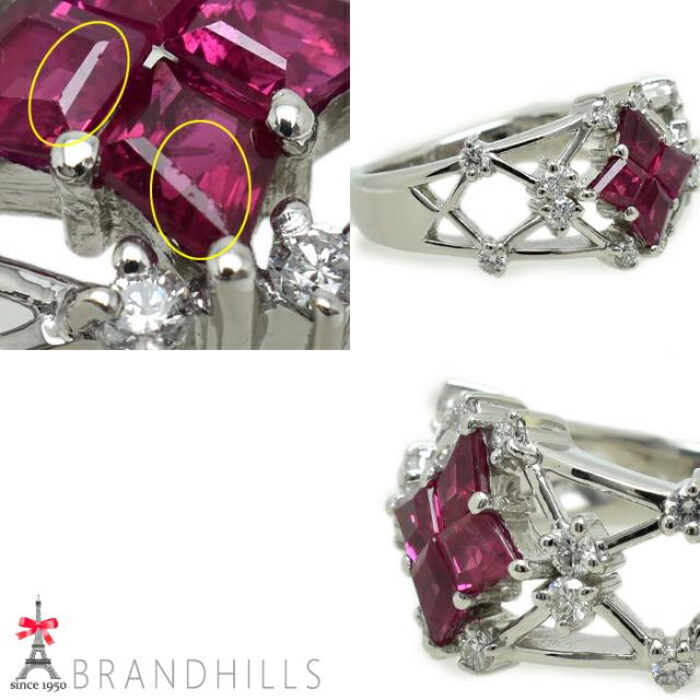 ルビー 0.78ct ダイヤモンド 0.26ct リング PT900 プラチナ 指輪 #14 7.4g 極美品 【中古】_7