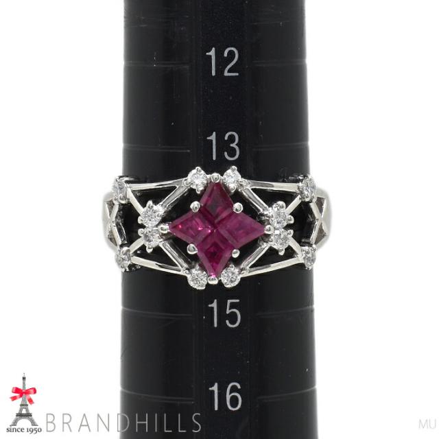 ルビー 0.78ct ダイヤモンド 0.26ct リング PT900 プラチナ 指輪 #14 7.4g 極美品 【中古】_8