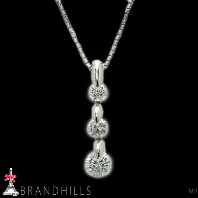 ダイヤモンド 0.50ct ネックレス スライド式アジャスター付 PT900 PT850 プラチナ 4.0g 美品 【中古】_2
