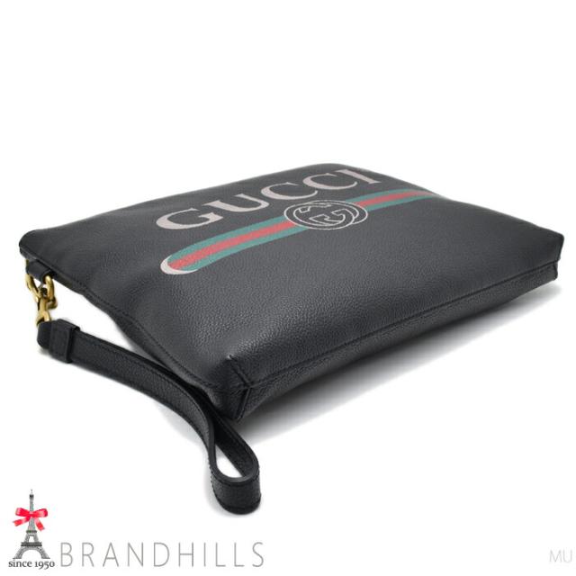 グッチ クラッチバッグ カーフスキン ブラック ロゴプリント ストラップ付 セカンドバッグ 572770 GUCCI 美品 【中古】_2