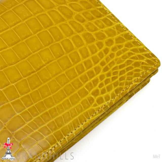 クロコダイル 長財布 メンズ レディース イエロー シャイニング加工 一枚革 センター取り 無双 日本製 JRA 新品_8