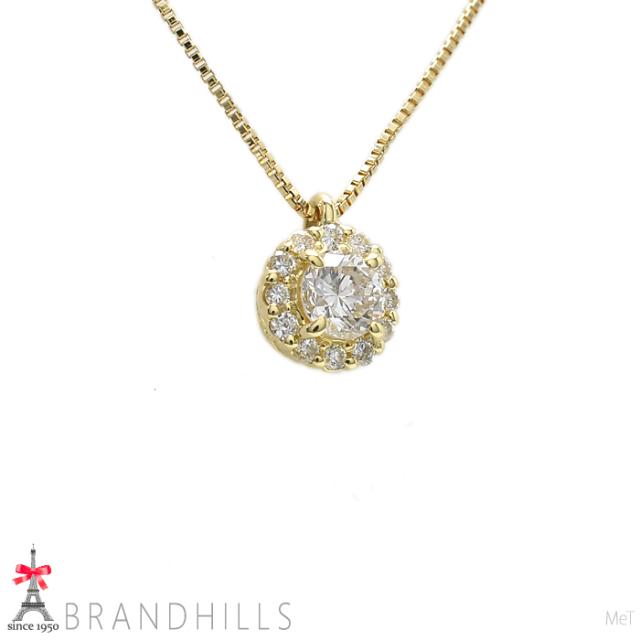 ダイヤモンド 0.20ct 0.08ct ネックレス スライドアジャスター付 K18金 