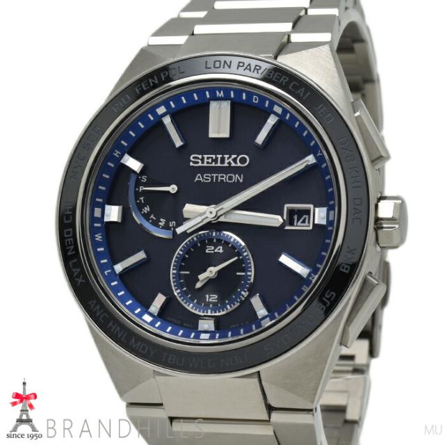 セイコー 腕時計 メンズ アストロン ネクスター ソーラー電波 チタン ネイビー文字盤 SBXY051 8B63-0BD0 SEIKO 美品 【中古】