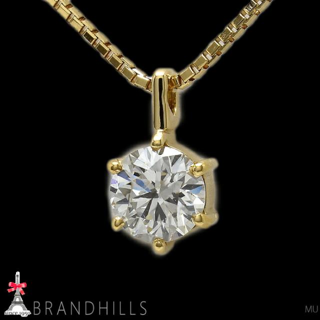 ダイヤモンド 0.418ct ネックレス 一粒 K18金 750YG イエローゴールド 2.6g 極美品 【中古】_1