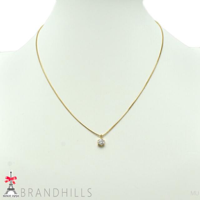 ダイヤモンド 0.418ct ネックレス 一粒 K18金 750YG イエローゴールド 2.6g 極美品 【中古】_2