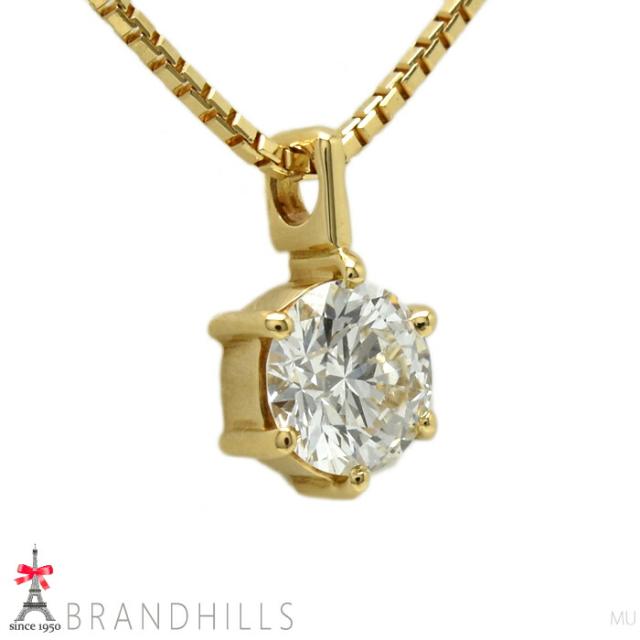 ダイヤモンド 0.418ct ネックレス 一粒 K18金 750YG イエローゴールド 2.6g 極美品 【中古】_4
