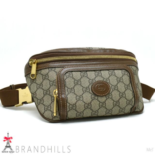 グッチ ベルトバッグ メンズ レディース GGスプリーム ベージュ エボニー ブラウン ボディバッグ 733240 GUCCI 美品 【中古】