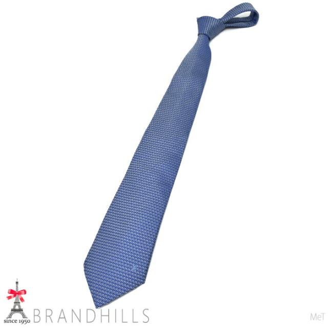 ルイヴィトン ネクタイ ダイヤモンド ブイ シルク100％ ブルー 剣先幅8cm M78567 LOUIS VUITTON ほぼ未使用 【中古】