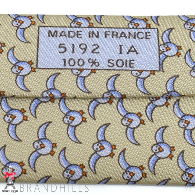エルメス ネクタイ メンズ CRAVATE シルク100％ ベージュ カモメ 剣先幅9.5cm 005192T HERMES 未使用品 【中古】_5