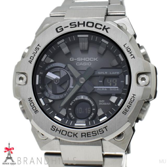 カシオ G-SHOCK 腕時計 G-STEEL ソーラー Bluetooth モバイルリンク SS 樹脂 ブラック文字盤 GST-B400D-1AJF CASIO 美品 【中古】