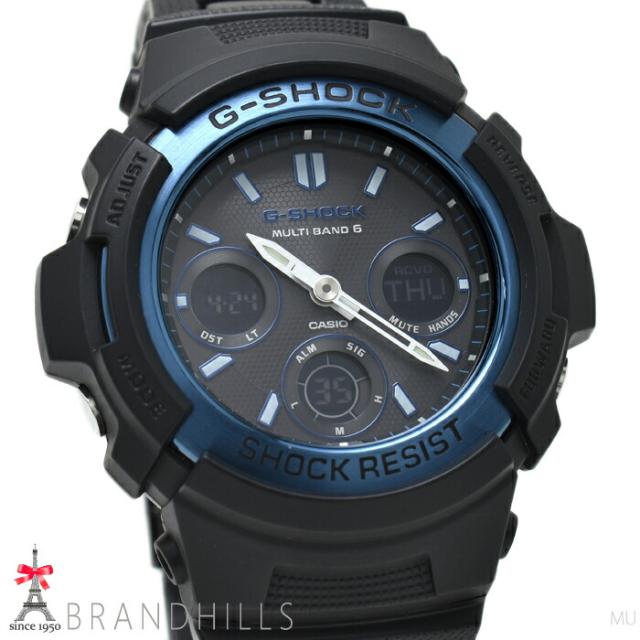 カシオ G-SHOCK 腕時計 アナログ デジタル 電波ソーラー 樹脂 SS ブラック文字盤 AWG-M100BC-2AJF CASIO 美品 【中古】_1