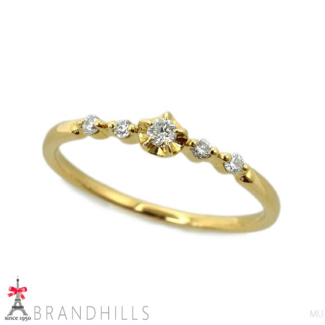 スタージュエリー ダイヤモンド 0.07ct リング K18金 750YG イエローゴールド 指輪 #8 STAR JEWELRY 極美品 【中古】