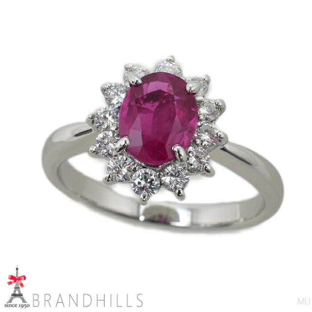 ルビー 1.08ct ダイヤモンド 0.40ct リング PT900 指輪 #9 4.6g 美品 【中古】