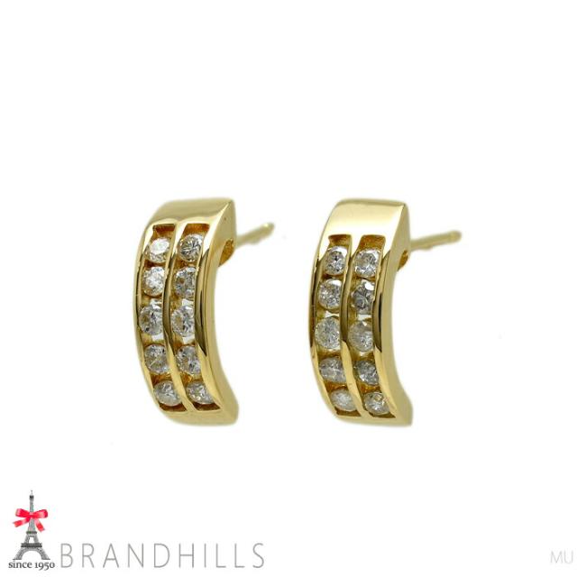 ダイヤモンド 0.20ct+0.20ct ピアス K18金 750YG イエローゴールド 1.7g 極美品 【中古】