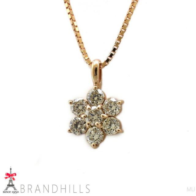 ダイヤモンド 0.36ct ネックレス スライド式アジャスター付 K18金 750PG ピンクゴールド 2.7g 美品 【中古】