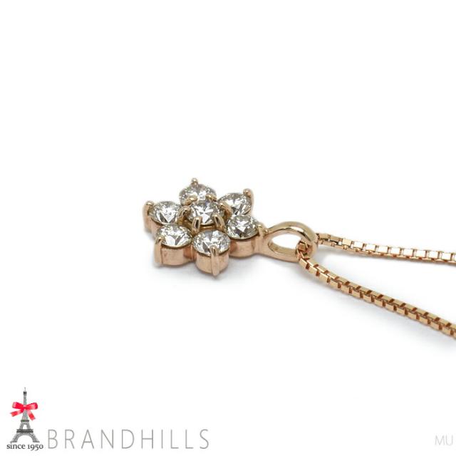 ダイヤモンド 0.36ct ネックレス スライド式アジャスター付 K18金 750PG ピンクゴールド 2.7g 美品 【中古】_5