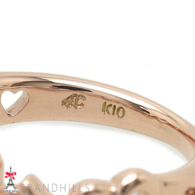 4℃ ヨンドシー ダイヤモンド 3P ピンキーリング K10金 PG ピンクゴールド ハートモチーフ 指輪 #4 極美品 【中古】_7