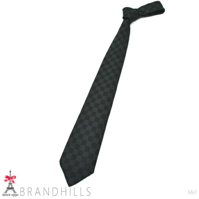ルイヴィトン ネクタイ メンズ ダミエ クラシック シルク100％ ノワール 剣先幅8cm M78752 LOUIS VUITTON ほぼ未使用 【中古】
