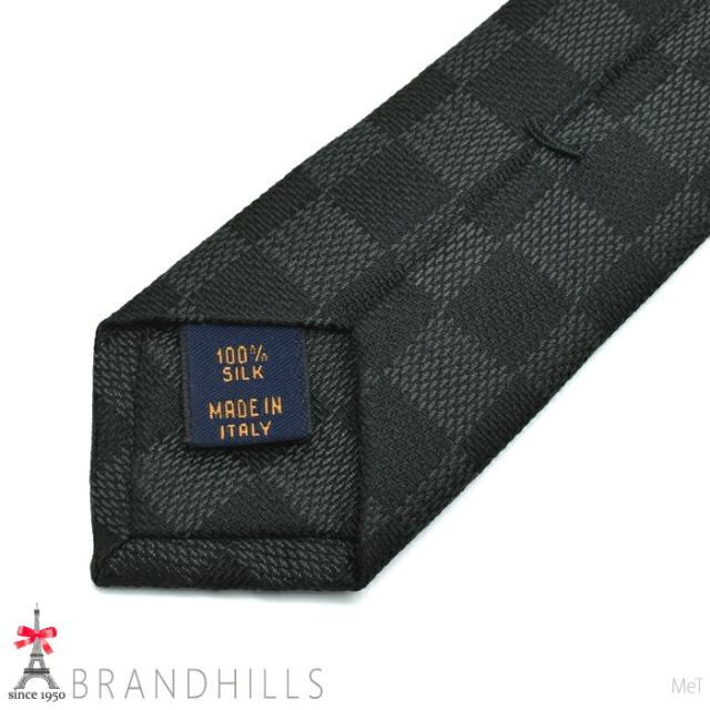 ルイヴィトン ネクタイ メンズ ダミエ クラシック シルク100％ ノワール 剣先幅8cm M78752 LOUIS VUITTON ほぼ未使用 【中古】