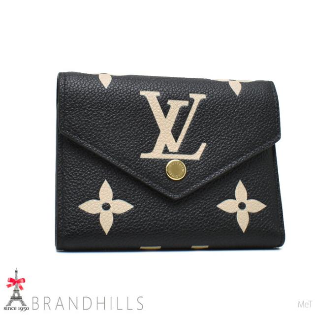 ルイヴィトン ポルトフォイユ ヴィクトリーヌ バイカラー アンプラント ブラック ベージュ M80968 LOUIS VUITTON 美品 【中古】