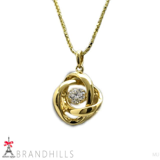 スイングダイヤモンド 0.29ct ネックレス スライド式アジャスター付 K18金 750YG イエローゴールド 4.2g 美品 【中古】