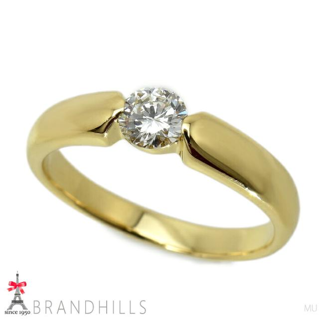ダイヤモンド 0.35ct リング K18金 750YG イエローゴールド 指輪 #12 3.6g 極美品 【中古】