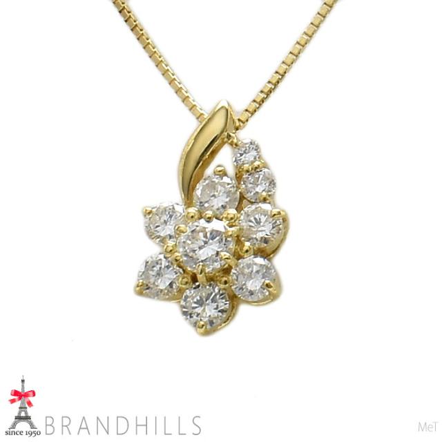 ダイヤモンド 0.50ct ネックレス K18金 750YG イエローゴールド 2.4g 美品 【中古】
