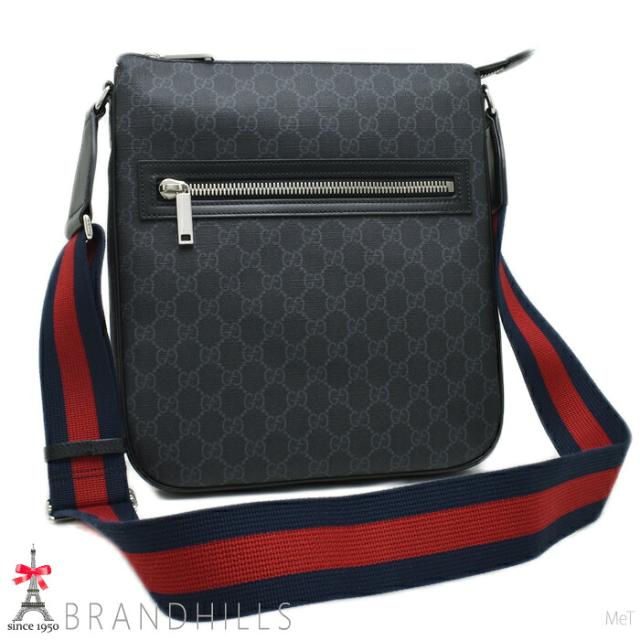 グッチ ショルダーバッグ メンズ メッセンジャーバッグ GGスプリーム ブラック 792081 GUCCI ほぼ未使用 【中古】